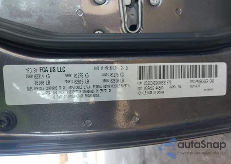 2019 Chrysler 300 Limited z USA, uszkodzony, nr VIN 2C3CCAEGXKH631373